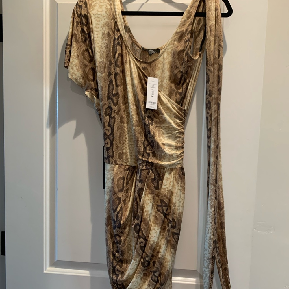 bebe Brown Snake Print Mini Dress